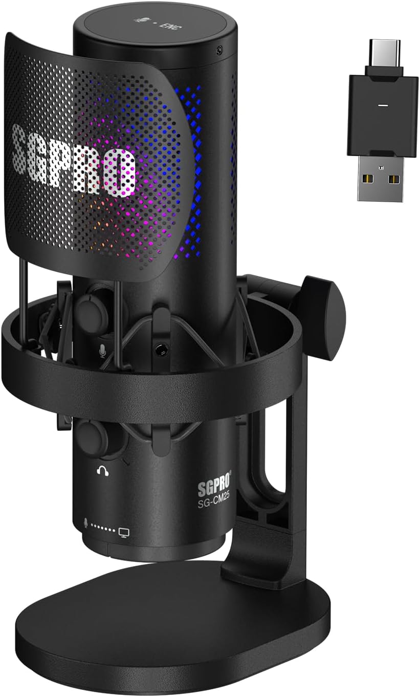 Recording Pop Filter - Wireless USB Microphone for Streaming, Podcast,