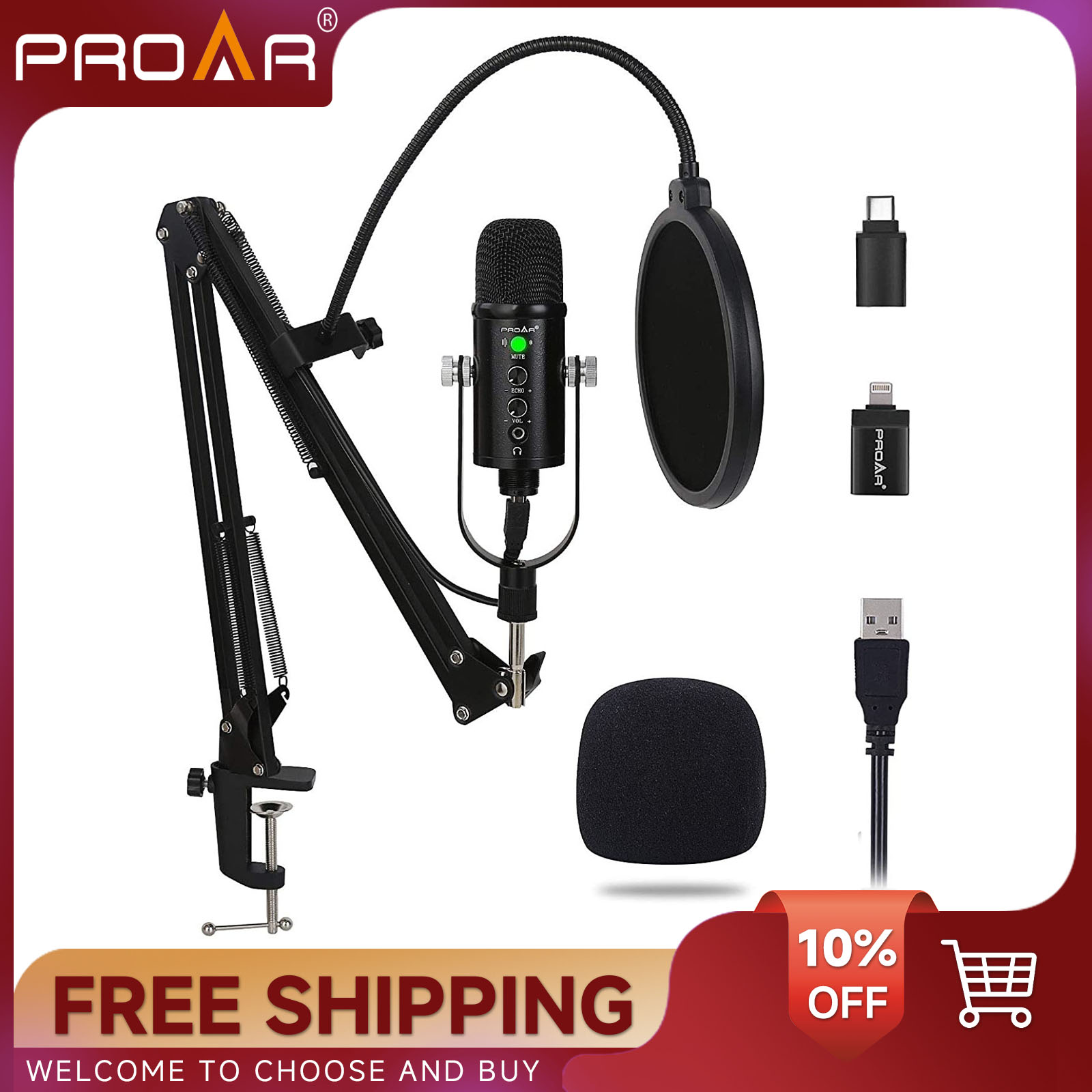 BM86 USB Condenser Microphone  - Recording Pop Filter ulasan dan harga