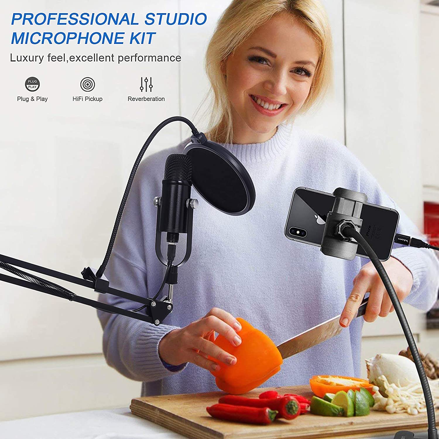 BM86 USB Condenser Microphone  - Recording Pop Filter ulasan dan harga