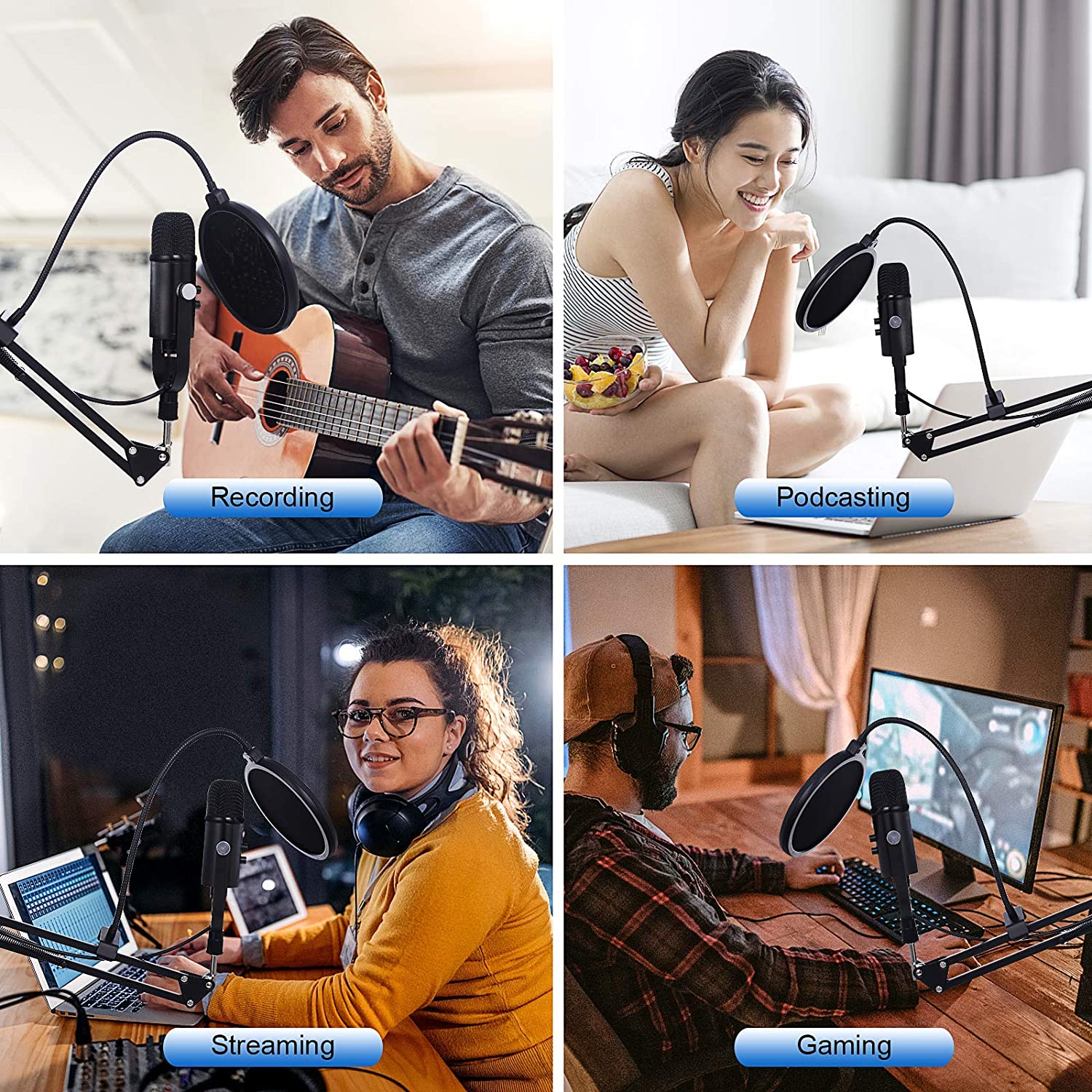 BM86 USB Condenser Microphone  - Recording Pop Filter ulasan dan harga
