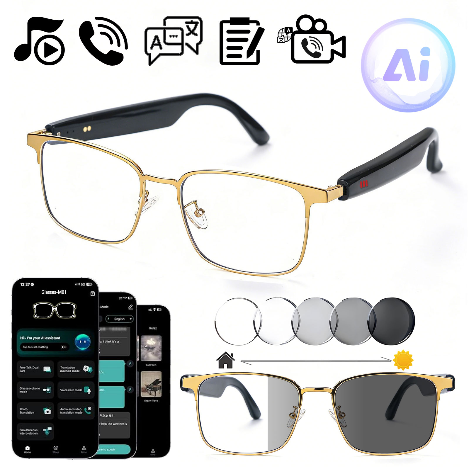 Smart Audio Glasses, Real-Time - Audio Music Apps ulasan dan harga