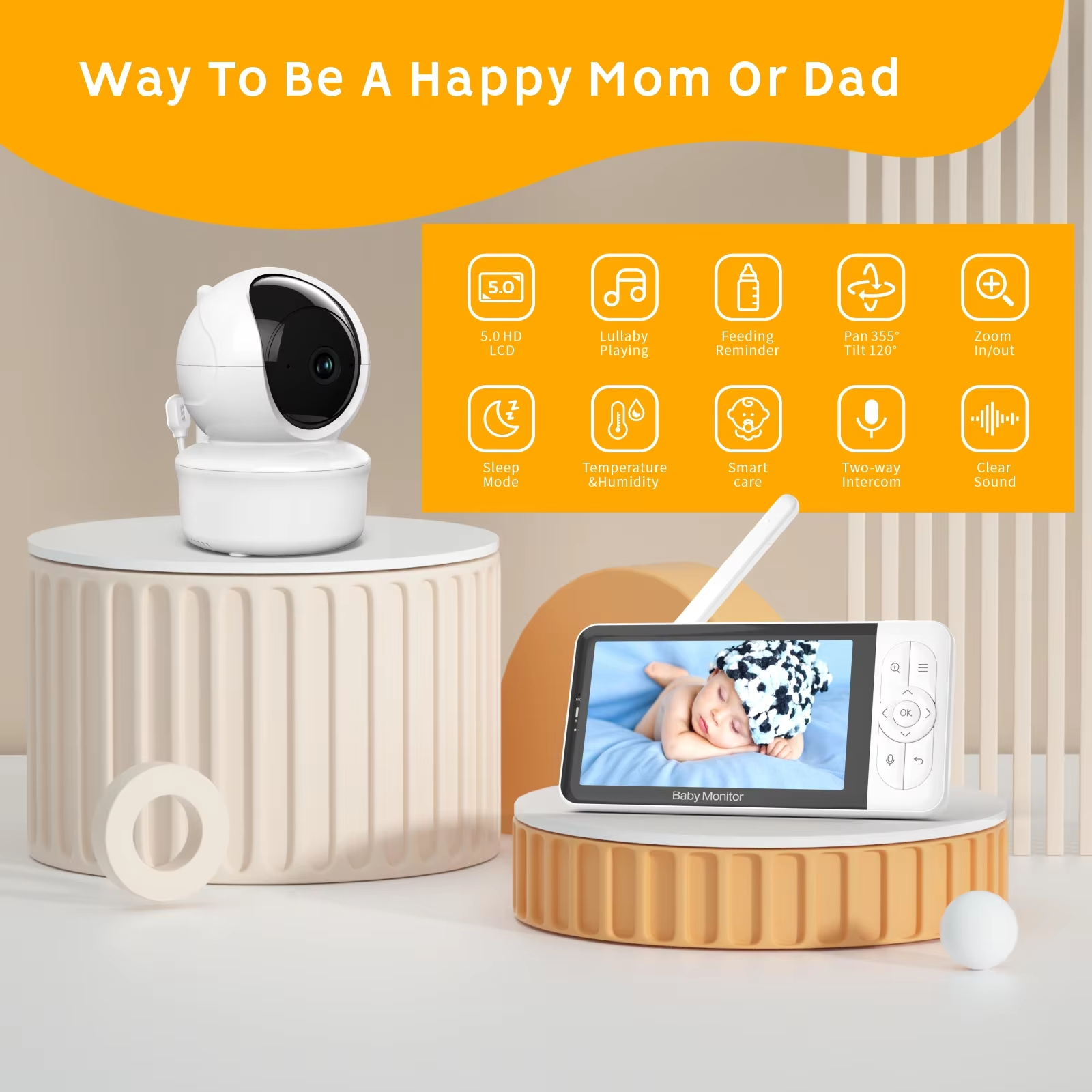 Babystar 5-inch Tuya baby moni - Audio Music Apps ulasan dan harga