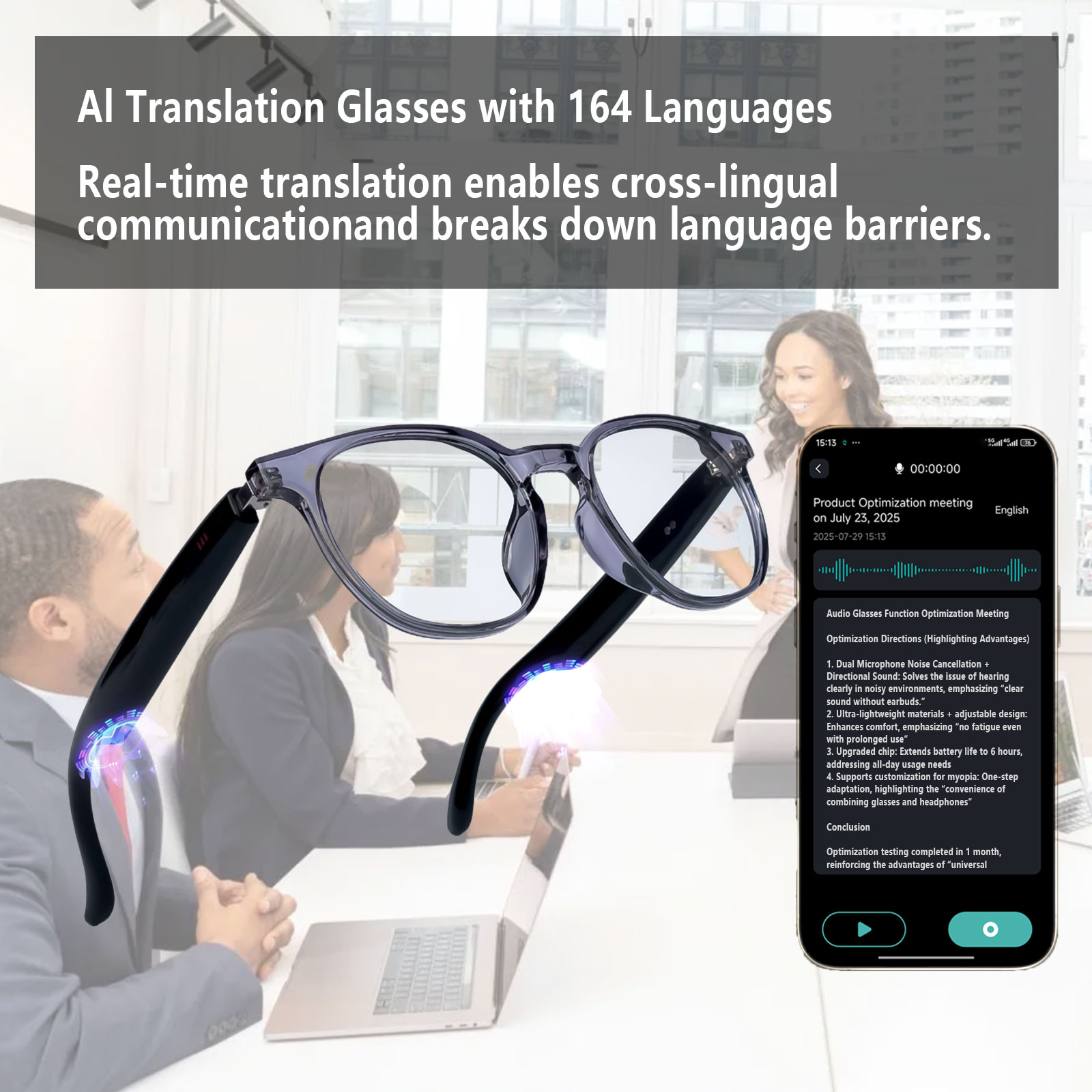 Smart Audio Glasses, Real-Time - Audio Music Apps ulasan dan harga
