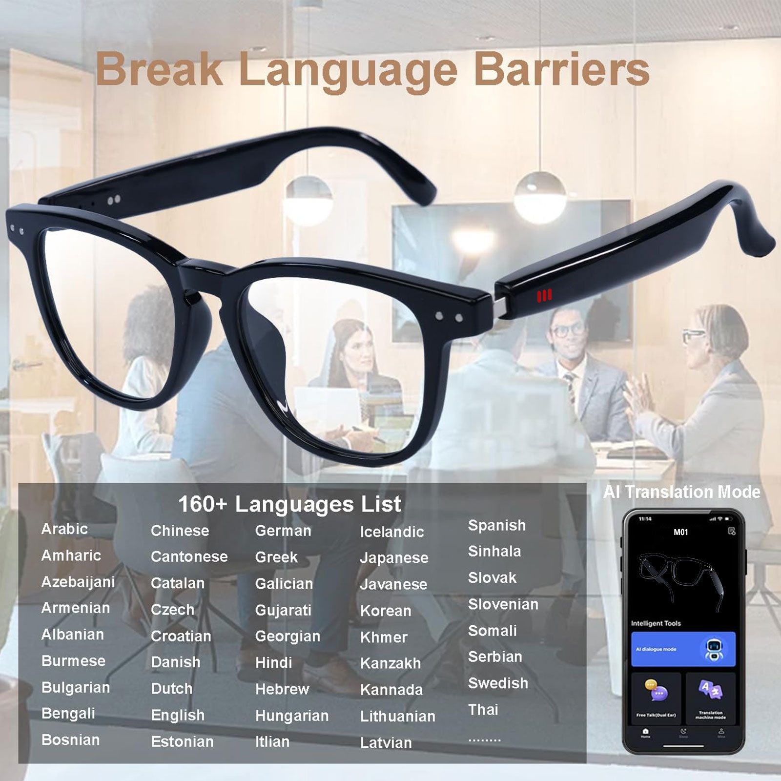 Smart audio glasses, real-time - Audio Music Apps ulasan dan harga
