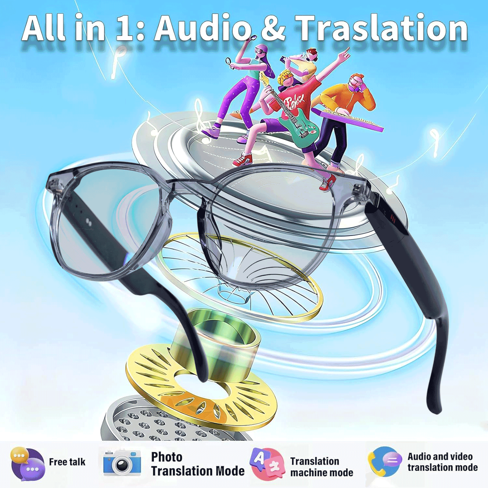 Smart Audio Glasses, Real-Time - Audio Music Apps ulasan dan harga