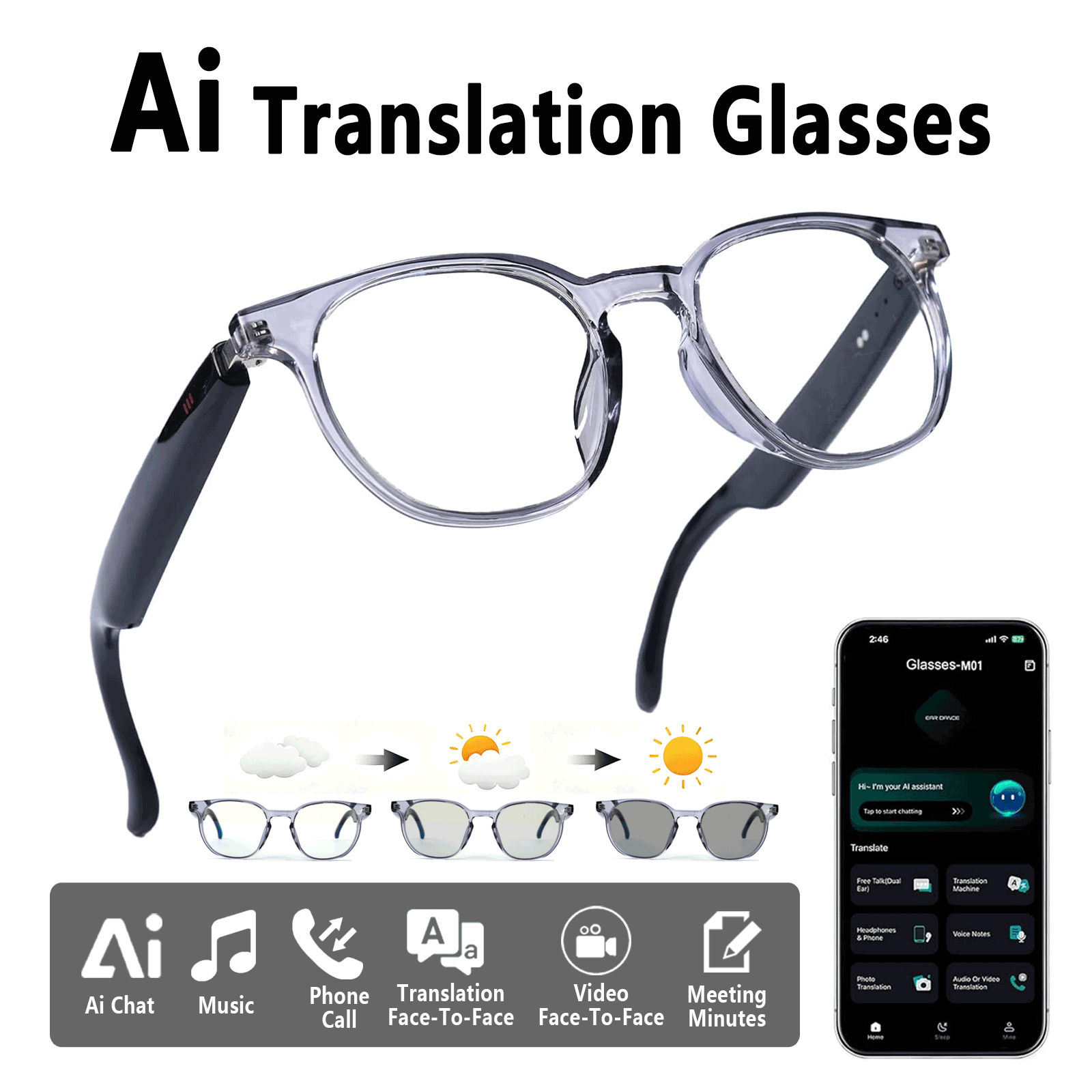 Smart Audio Glasses, Real-Time - Audio Music Apps ulasan dan harga