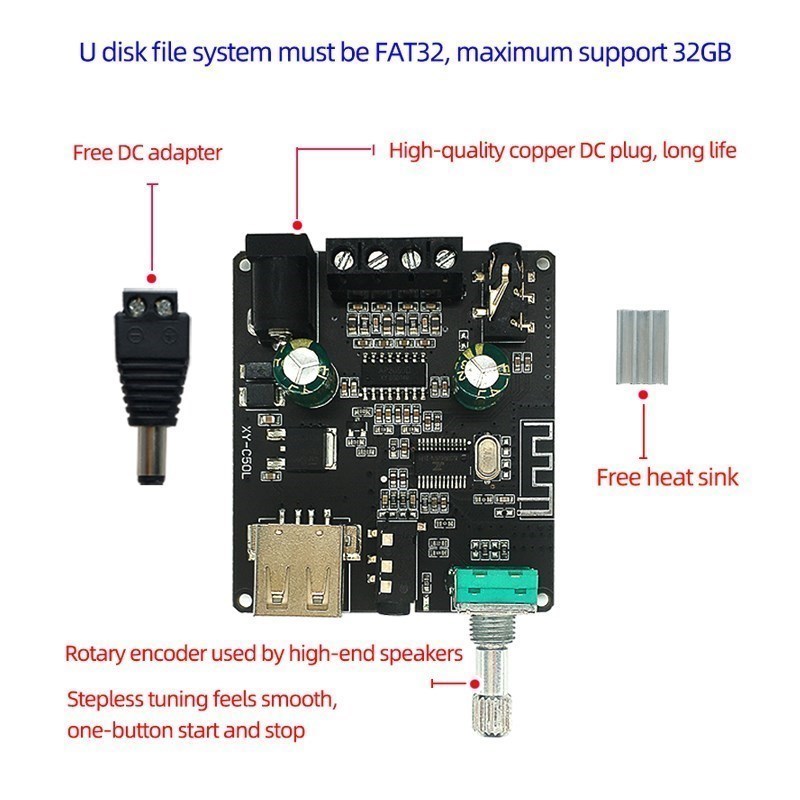 2*50W ForBluetooth5.0 Power Am - Audio Music Apps ulasan dan harga