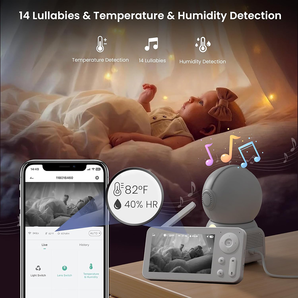 2K Baby Monitor with 2 Cameras - Audio Music Apps ulasan dan harga
