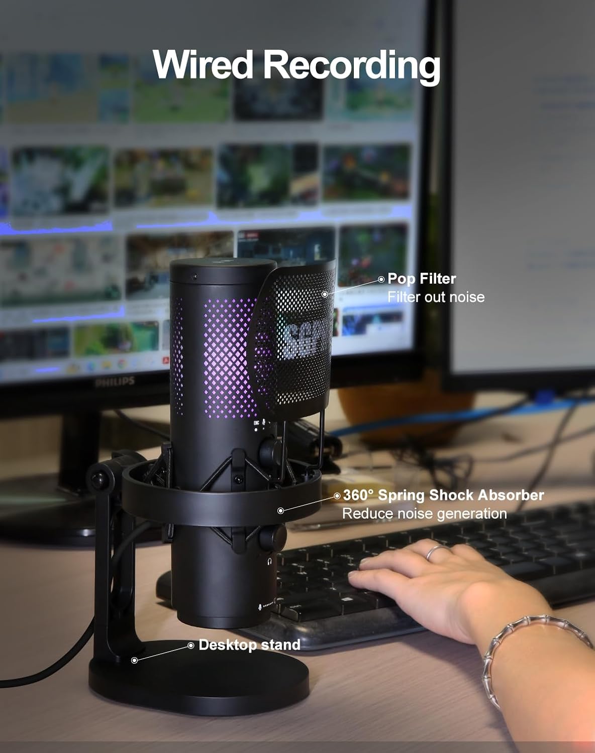 Wireless USB Microphone for St - Recording Pop Filter ulasan dan harga