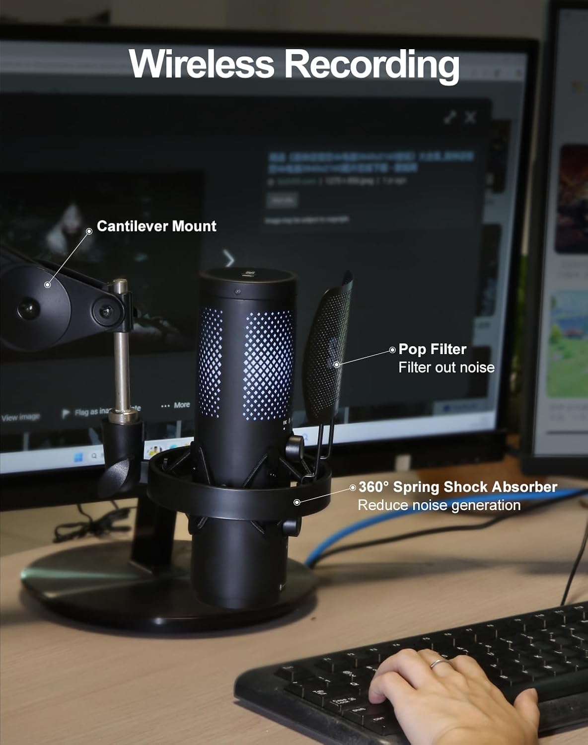 Wireless USB Microphone for St - Recording Pop Filter ulasan dan harga